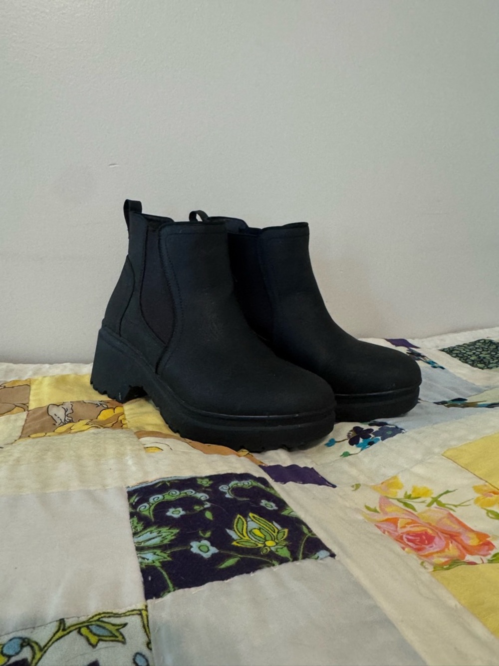Skechers BOBS Tango Black Platform Chelsea Boots Size 10